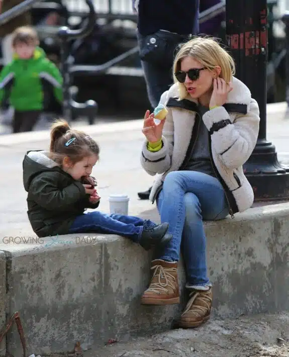 Sienna Miller shares a sweet treat with her daughter Marlowe