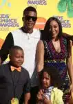 Tia Mowry-Hardrict with husband Cory and son Cree at the Nickelodeon Kid's Choice Awards