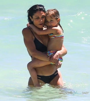 Bethenny Frankel and her daughter Bryn soak up the sun on the beach in Miami