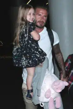 David Beckham with daughter Harper at LAX