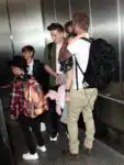 David Beckham with kids Cruz, Romeo and Brooklyn,  Harper at LAX