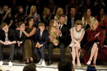 David and Victoria Beckham front row at Burberry LA