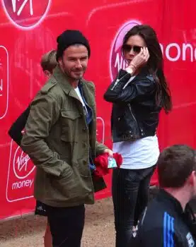 David and Victoria Beckham support son Romeo at in mini London Marathon