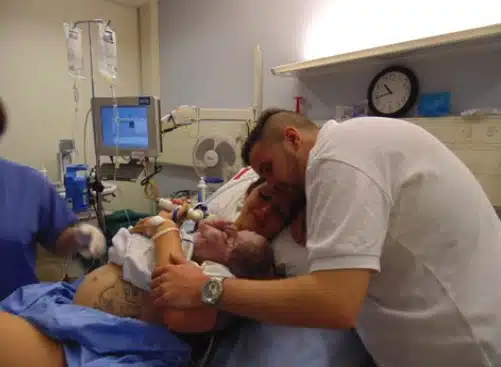 Jess Evans and Mike Houlston with Their twins Teddy and Noah