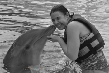 Kissing dolphin Aquaventuras Park in Puerto Vallarta