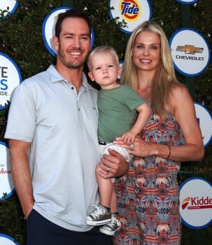 Mark-Paul Gosselaar and Catriona McGinn with son Dekker at The Safe Kids Day in Los Angeles