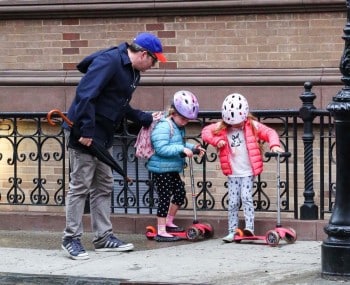 Matthew Broderick out in NYC with daughters Marion & Tabitha