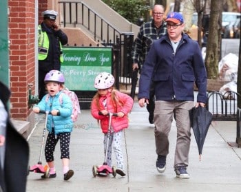 Matthew Broderick out in NYC with daughters Marion and Tabitha