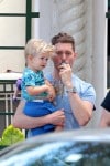 Michael Buble seen leaving a restaurant with his son Noah in Miami