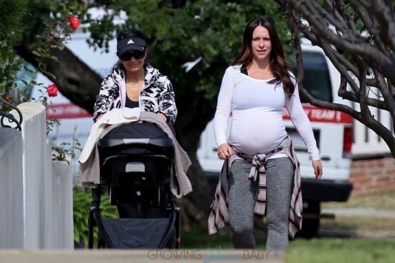 Very Pregnant Jennifer Love Hewitt out for a stroll with her daughter in LA