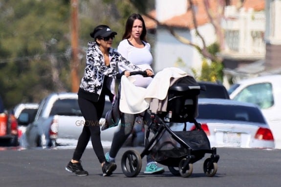 Very Pregnant Jennifer Love Hewitt out for a stroll with her daughter in LA