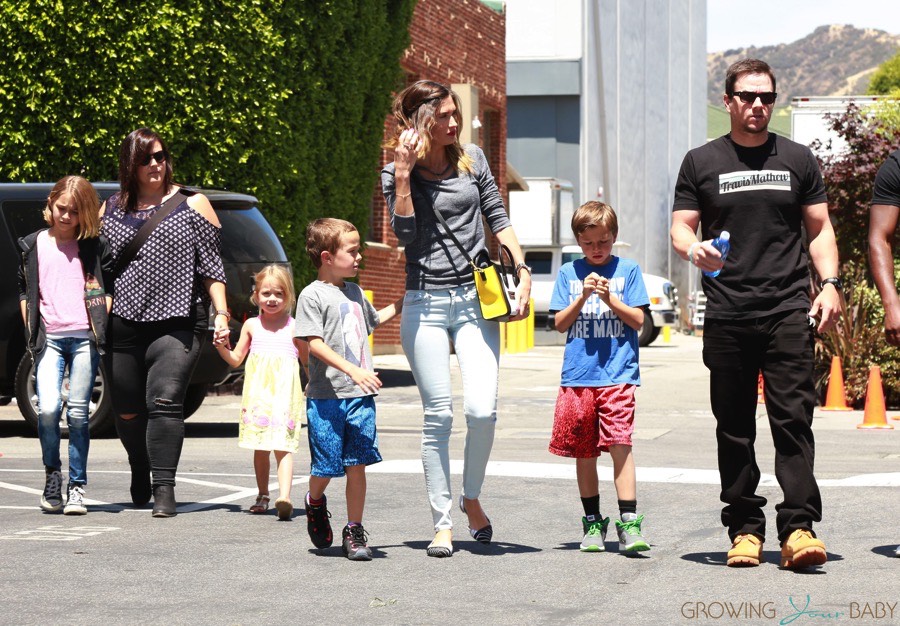Wark Wahlberg and Rhea Durham with kids Michael, Brendon, Ella and Grace at The Safe Kids Day in Los Angeles