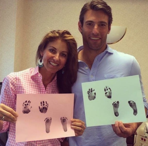 dylan lauren paul Arrouet show off their baby's footprints