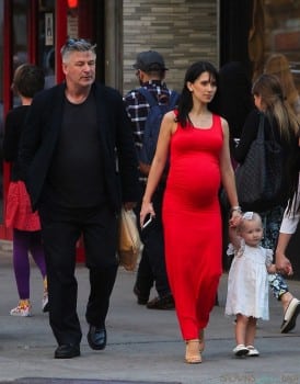 Alec Baldwin & Pregnant wife HIlaria out in NYC with daughter Carmen