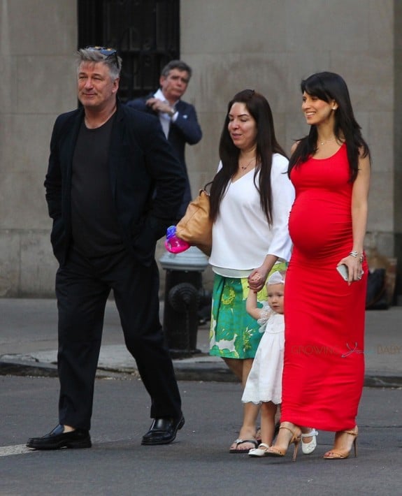 Alec and a Pregnant HIlaria Baldwin out in NYC with daughter Carmen
