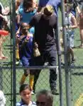 Angelina Jolie with daughter Zahara after a soccer game in LA