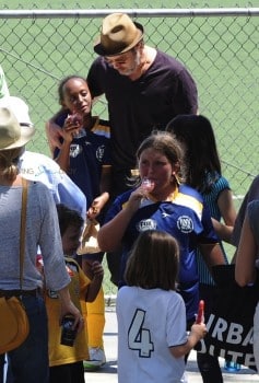Brad Pitt with daughter Zahara after a soccer game in LA