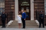 Catherine, Duchess of Cambridge and Prince William, Duke of Cambridge, leave St Mary's hospital with their new baby daughter