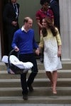 Catherine, Duchess of Cambridge and Prince William, Duke of Cambridge, leave St Marys hospital with their new baby daughter
