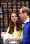 Catherine, Duchess of Cambridge and Prince William, Duke of Cambridge proudly show off their new baby daughter