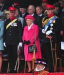 HRH The Queen and Prince Andrew attend The Royal Lancers amalgamation parade at Richmond Castle in North Yorkshire
