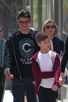 Kelly Ripa with sons Michael & Joaquin Consuelos out in NYC