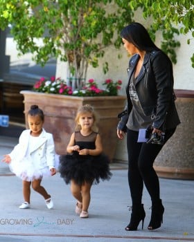 Kim Kardashian with daughter North and Niece Penelope at dance class