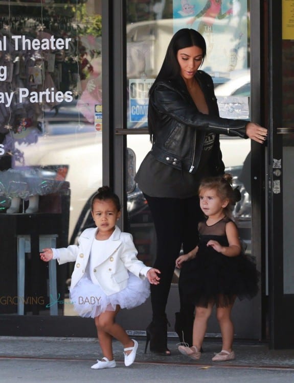 Kim Kardashian with daughter North and Niece Penelope at dance class