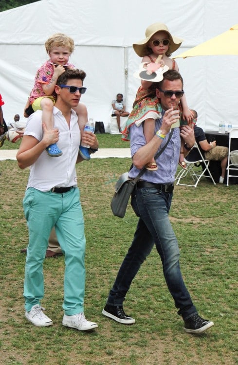 Neil Patrick Harris and David Burtka out with their twins Harper and Gideon in NYC