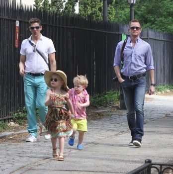 Neil Patrick Harris and David Burtka out with their twins Harper and Gideon in NYC