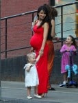 Pregnant HIlaria Baldwin out in NYC with daughter Carmen