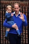 Prince William, Duke of Cambridge, arrives back at St Mary's hospital with his son Prince George