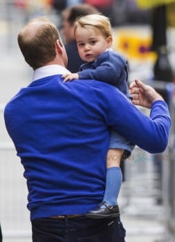 Prince William, Duke of Cambridge, arrives back at St Marys hospital with his son Prince George