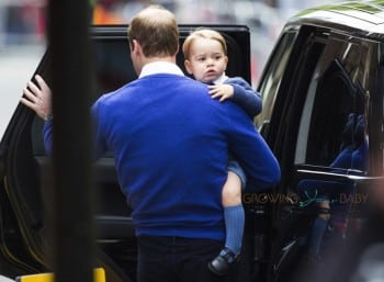 Prince William and the Duke of Cambridge arrive back at St Mary's hospital with his son Prince George