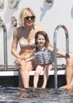 Sienna Miller on a yacht in Cannes, France with daughter Marlow Sturridge