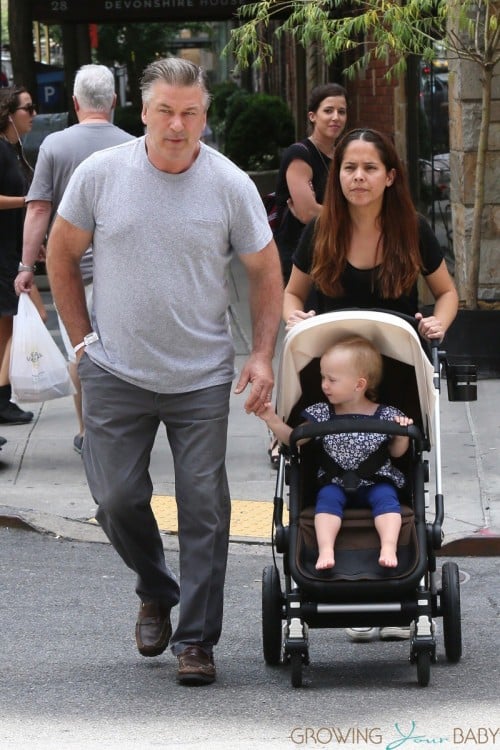 ALec Baldwin steps out with daughter Carmen just hours after becoming a dad again.