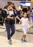 Amanda Peet travels with her kids Molly, Frances and Henry Benioff