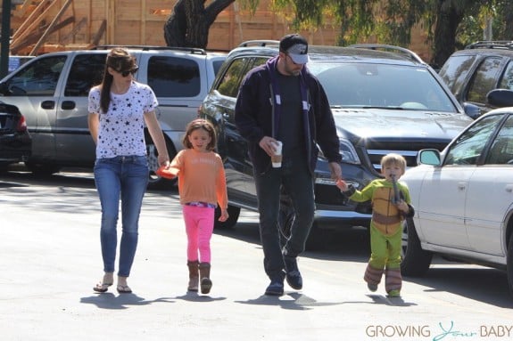 Ben Affleck and Jennifer Garner with kids Samuel and Seraphina at the Farmer's Market