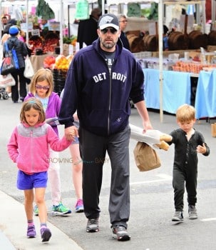 Ben Affleck at the market with kids Sam, Seraphina & violet