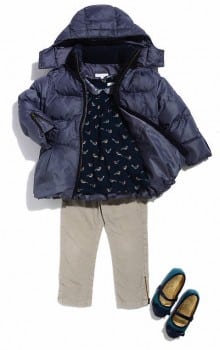 Harper Beckham's Chloe Puffer jacket and Marc Jacobs shoes