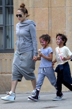 Jennifer Lopez with kids Max and Emme Anthony at a street festival in NYC
