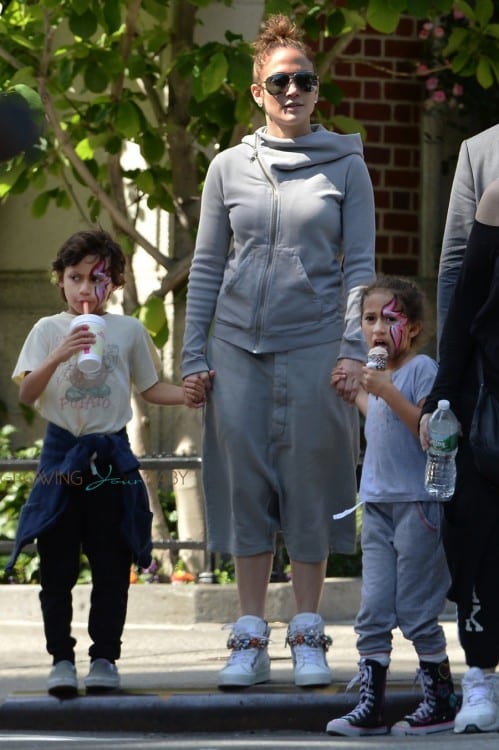 Jennifer Lopez with kids Max and Emme Anthony at a street festival in NYC