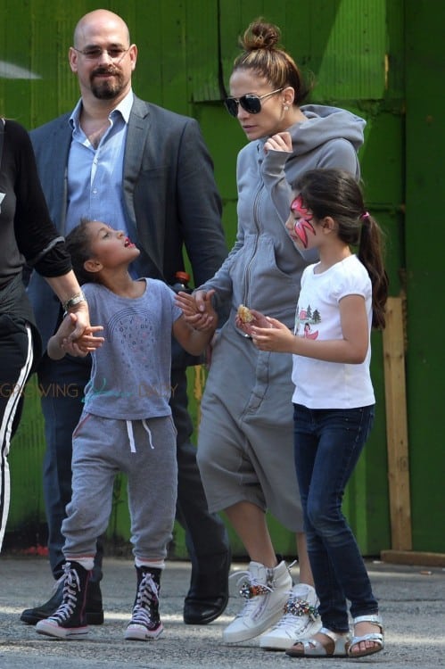 Jennifer Lopez with kids Max and Emme Anthony at a street festival in New York City