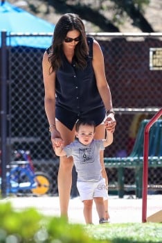 Lauren Silverman with son Eric Cowell @ the park in Beverly Hills