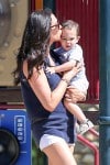 Lauren Silverman with son Eric Cowell at the park in Beverly Hills