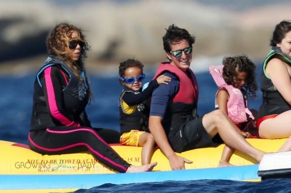Mariah Carey at the beach with  twins Moroccan and Monroe in Sardinia