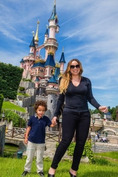 Mariah Carey with her son Moroccon Cannon at Disneyland Paris