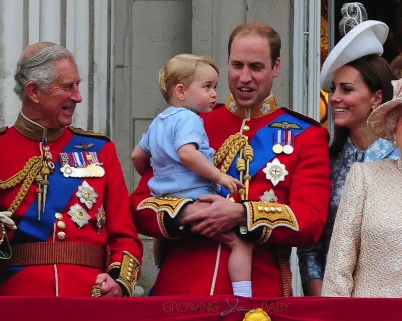 Prince Charles and Prince William with son Prince George Trooping the Color 2015