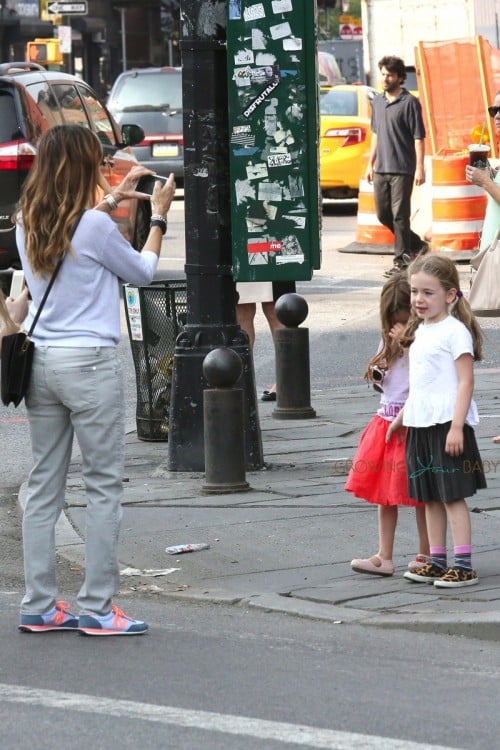 Sarah Jessica Parker snaps pictures of her twins Marion and Tabitha Broderick in NYC