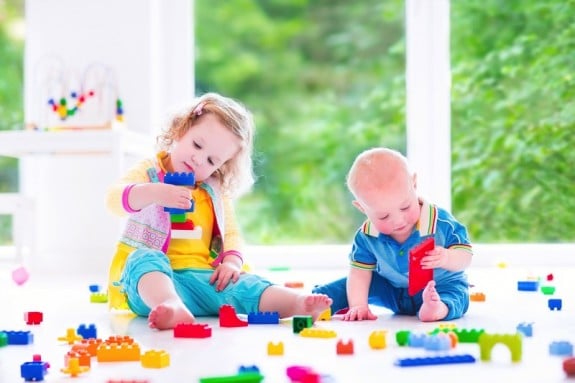 kids playing with lego